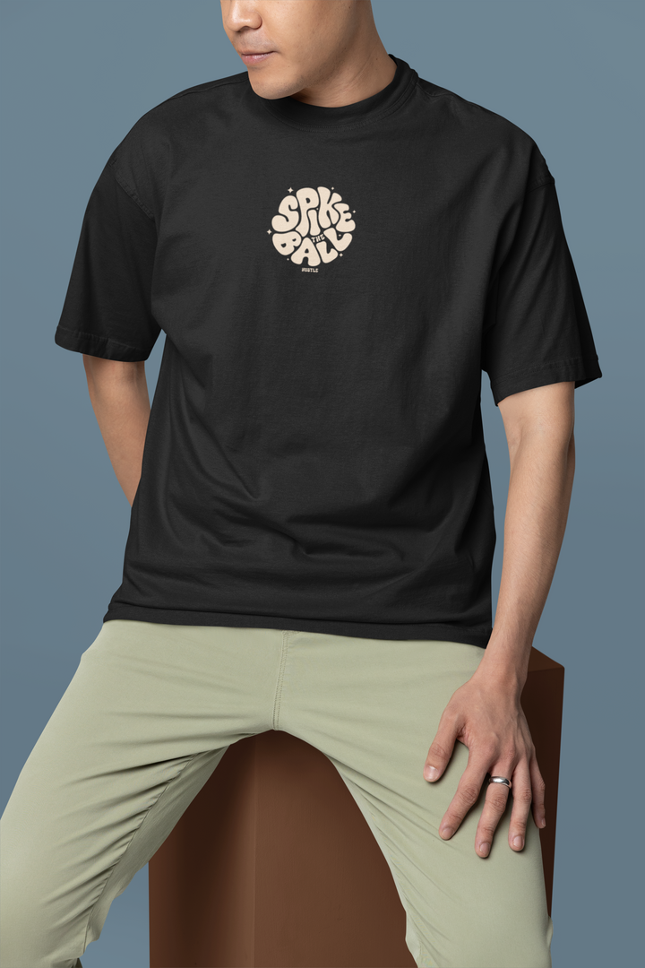 Oversized Terry T-Shirt "Spike The Ball" Vinyl Puff Printing